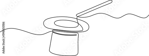 WebMinimalist Line Art Magic Hat and Wand Illustration