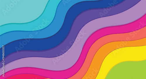 Colorful, layered, wavy stripes in rainbow of hues