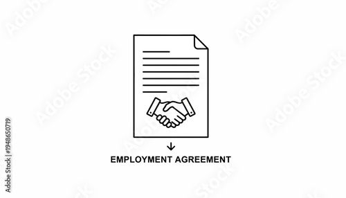 Employment Agreement Document with Handshake Icon and Text