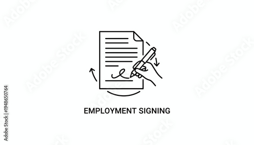 Employment Signing: Hand Signing Contract with Pen, Business Agreement Concept