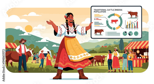 Woman Presenting Agricultural Data at a Fair.