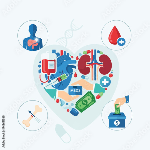 Colorful vector illustration about human health, showing various body aspects