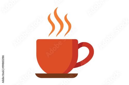 A steaming cup of coffee illustrated in a flat vector style