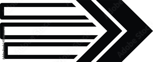 Black and white arrow logo with three horizontal lines