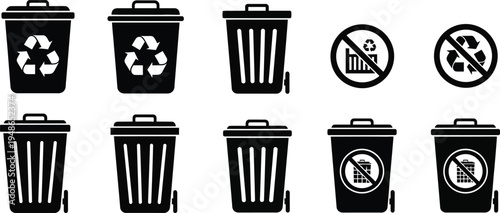 Trash and recycling symbols