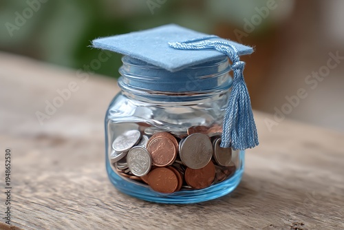 Saving money for education fund jar.
