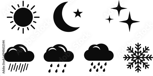 Weather forecast icons set