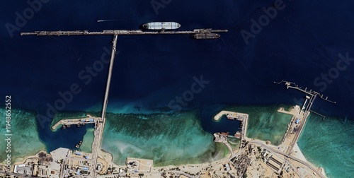 Aerial View of Kharg Island Oil Terminal, Iran