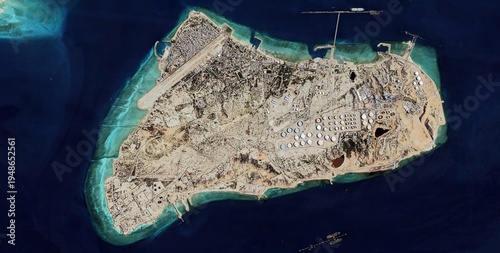 Aerial View of Kharg Island Oil Terminal, Iran