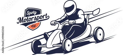 Cartoon Go Kart Racer Illustration for Motorsport Branding and Design