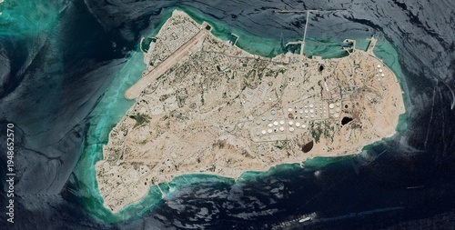 Aerial View of Kharg Island Oil Terminal, Iran