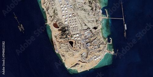 Aerial View of Kharg Island Oil Terminal, Iran