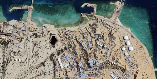 Aerial View of Kharg Island Oil Terminal, Iran
