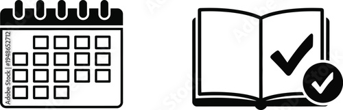 Icons of calendar and checked book