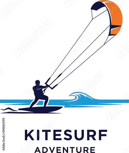 Kitesurfing Adventure Logo Vector Illustration for Sports Branding and Marketing