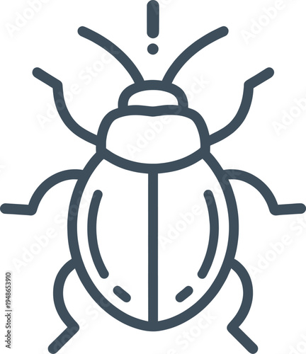 An outline icon of an insect or bug with an exclamation mark, commonly representing a computer bug or problem.