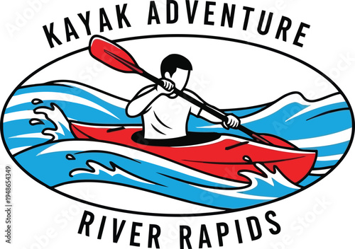 Modern Kayaking Adventure Logo Design for River Rapids Tour Company