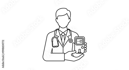Doctor holding glucose meter, diabetes check, medical equipment, healthcare concept