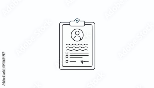 Clipboard with Profile Icon and Signature: Personal Information and Document Verification