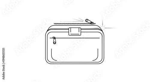 Cosmetic Bag Line Drawing, Toiletry Pouch with Zipper, Travel Organizer, Minimalist Design