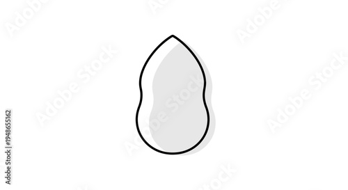 Cosmetic Makeup Sponge Blender Icon, Beauty Tool, Water Drop Shape, Isolated on White