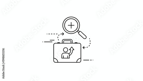 Business Growth and Career Development Search Icon with Briefcase