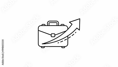 Business Growth Icon: Briefcase with Upward Arrow Symbolizing Success and Progress