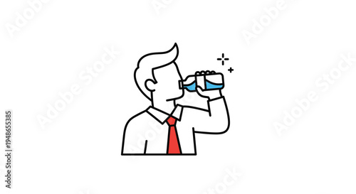 Businessman drinking water from a bottle, healthy lifestyle, refreshment, office break