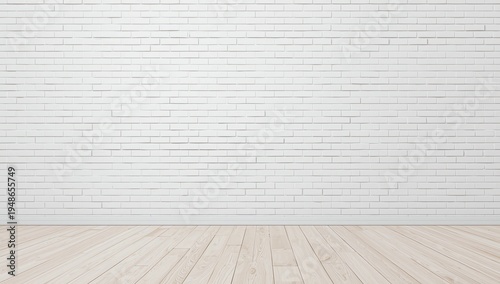 White wall background with wood floor night scene