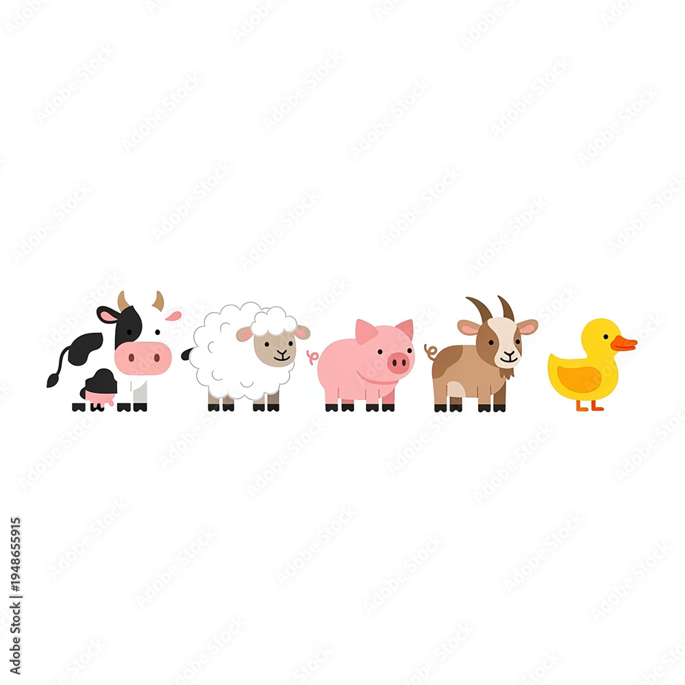 Naklejka premium Playful Farm Animal Mascot Collection