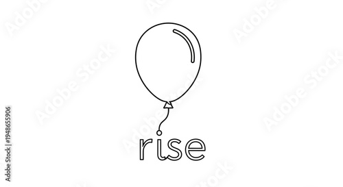 Balloon Rising Above the Word 'Rise' - Symbol of Hope, Growth, and Ambition