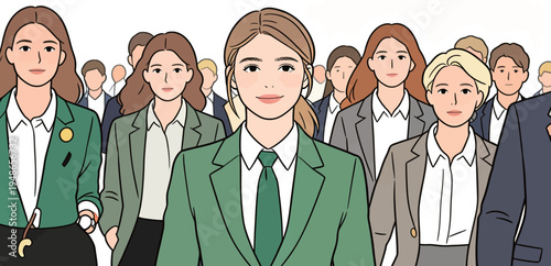 Group of people in suits walking together in a public space during daytime