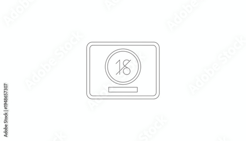 Age Restriction Icon, 18 Plus Symbol, Adult Content Warning Sign, Minimalist Line Art