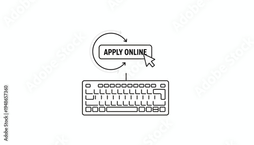 Apply Online Button Clicked on Keyboard - Digital Application Process Concept
