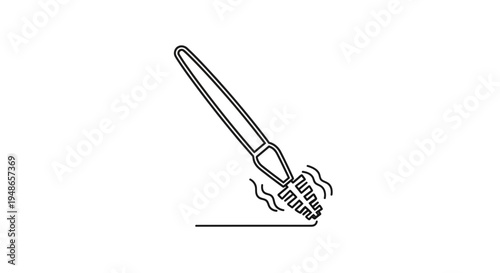 Artist's Brush Drawing Wavy Line on White Background, Creative Art Concept