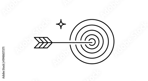 Arrow hitting bullseye on target, symbol of success, goal achievement, accuracy, and focus