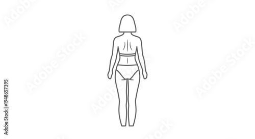 Back view of a woman in underwear, body shape, silhouette, isolated on white background