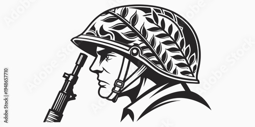a soldier wearing a helmet and holding a rifle Vector