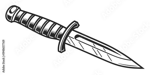 a dagger with a wrapped handle and a pointed blade Vector