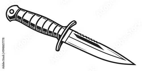 a black and white drawing of a dagger Vector