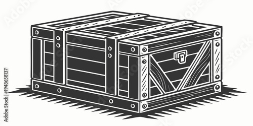 a large metal shipping container with a door Vector