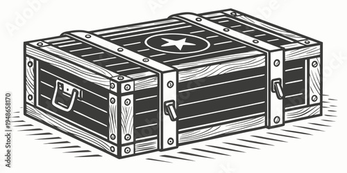 a large metal crate with a star on top Vector