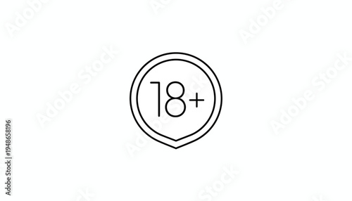 18 Plus Age Restriction Icon, Adult Content Symbol, Minimum Age Limit Badge