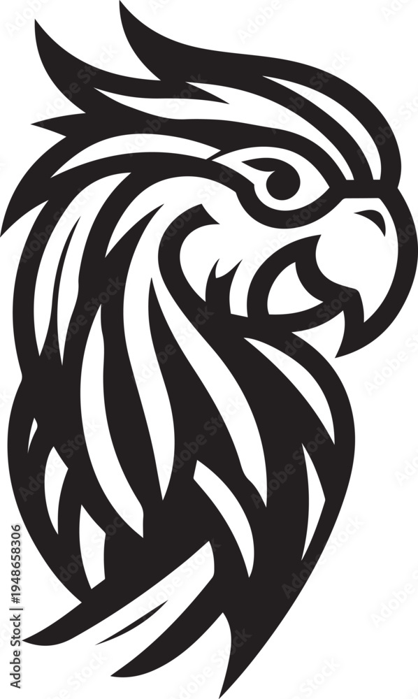 Fototapeta premium eagle head tattoo isolated on a white background, vector illustration