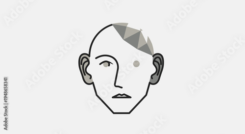 Abstract Geometric Head Icon with Minimalist Style and Gray Tones