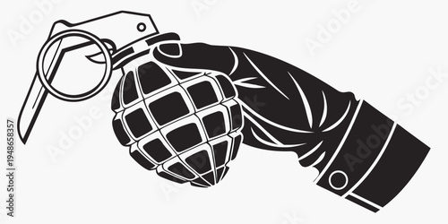 hand holding a grenade with pin Vector