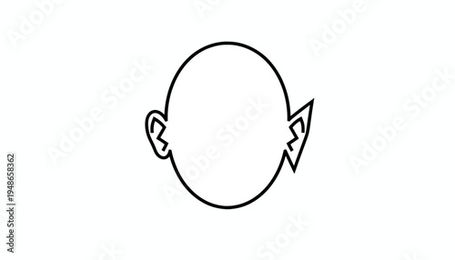 Abstract Head Silhouette with Ears, Minimalist Line Art Icon