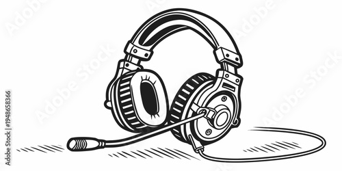 a headset with a microphone attached Vector