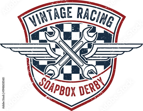 Vintage Racing Soapbox Derby Logo Design Vector Illustration