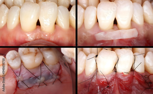 Valokuva Soft tissue graft for jawbone resorption and gum recession in dentistry